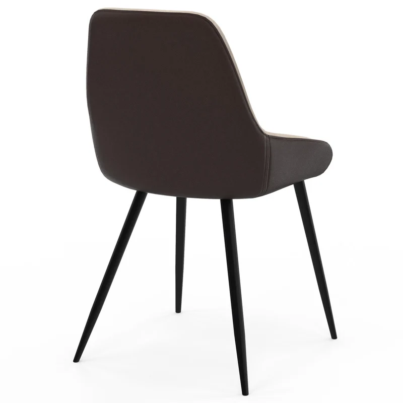 Chaises Ornella bi-matière taupe et marron pieds métal noirs - lot de 4