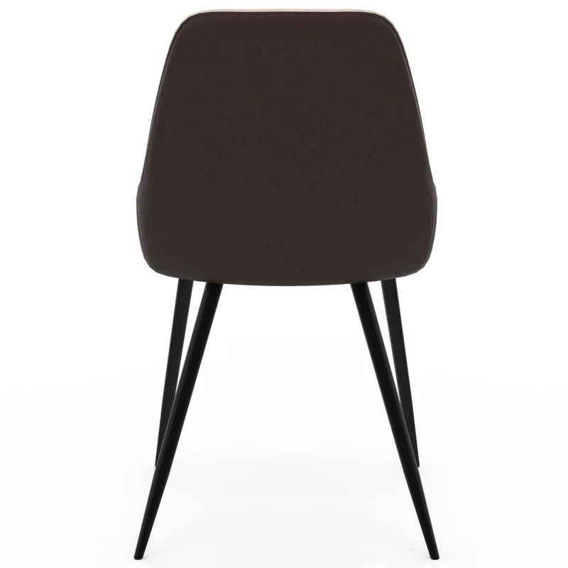 Chaises Ornella bi-matière taupe et marron pieds métal noirs - lot de 4