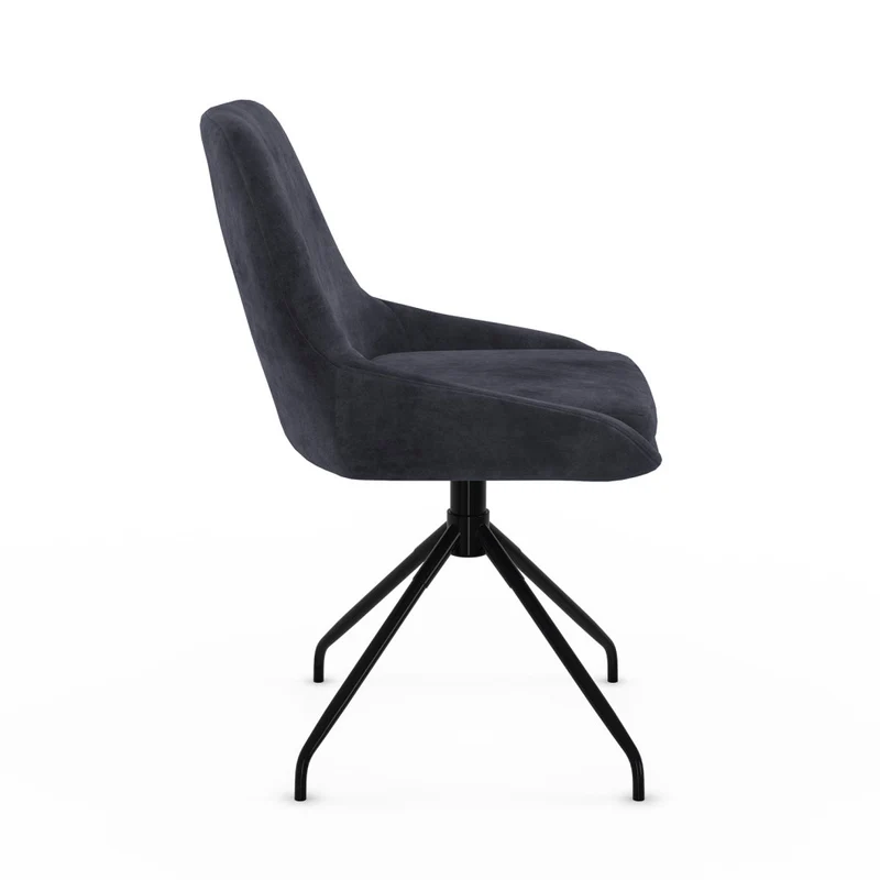 Chaises Olivia assise pivotante gris foncé pieds métal - lot de 4