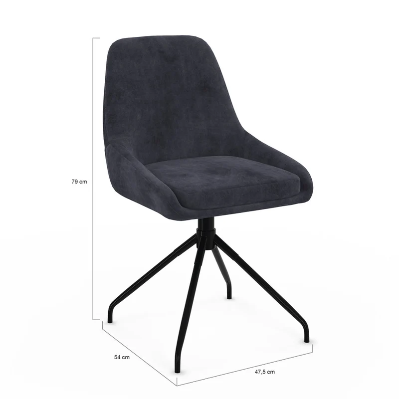 Chaises Olivia assise pivotante gris foncé pieds métal - lot de 4