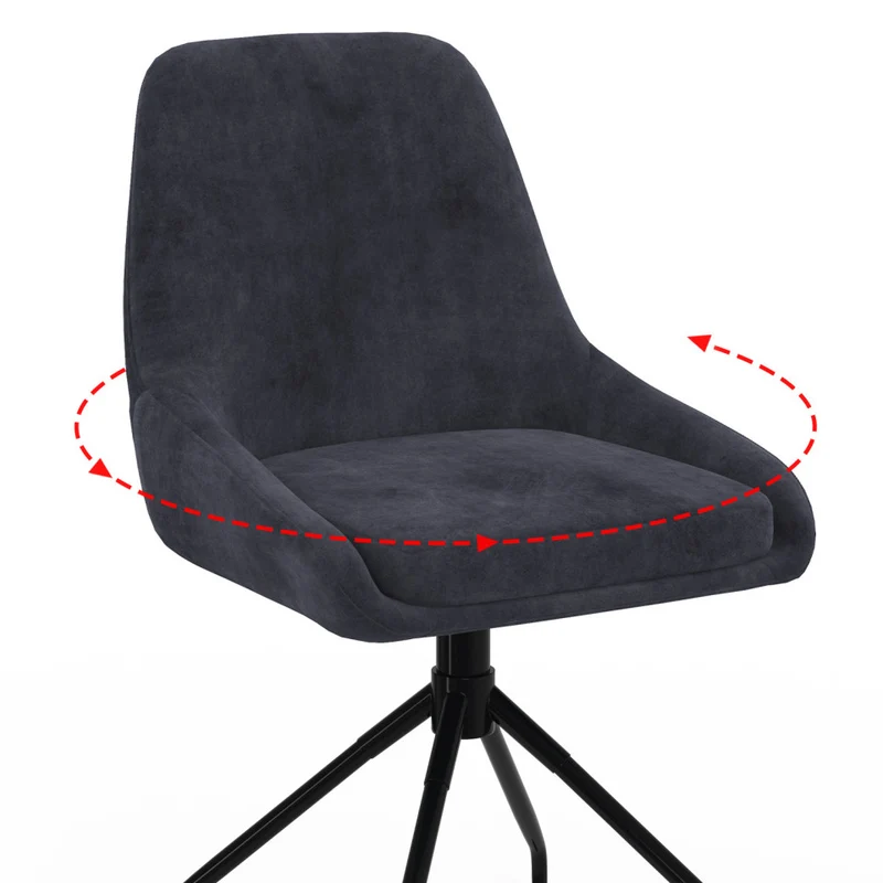 Chaises Olivia assise pivotante gris foncé pieds métal - lot de 2