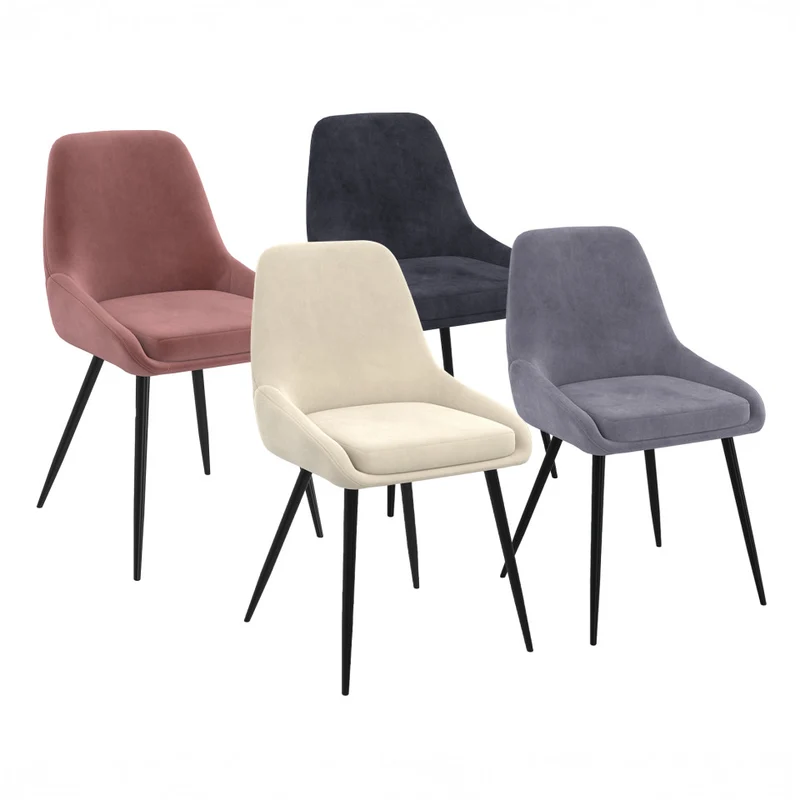 Chaises Olivia assise mix de couleurs : 1x crème, 1x gris clair, 1x gris foncé et 1x rose - lot de 4