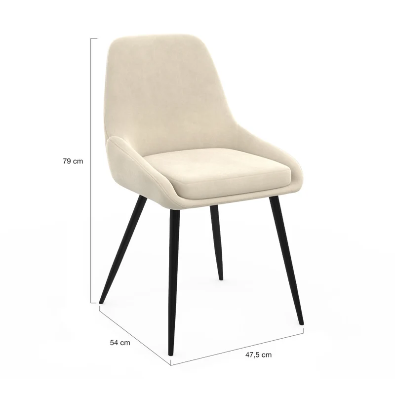 Chaises Olivia assise mix de couleurs : 1x crème, 1x gris clair, 1x gris foncé et 1x rose - lot de 4