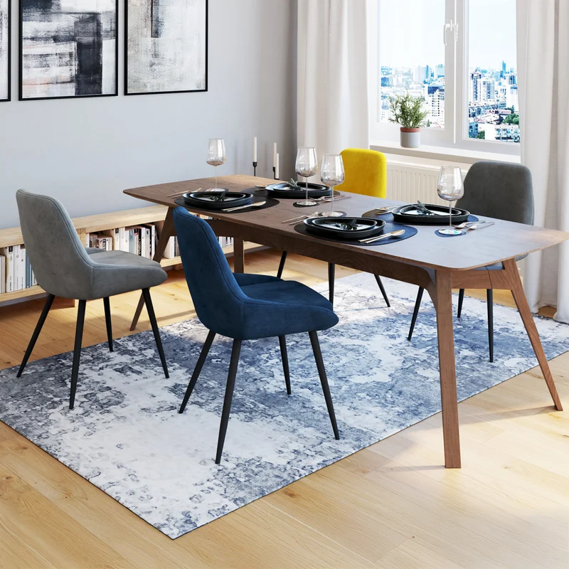 Chaises Olivia assise mix de couleurs : 1x bleu, 1x gris clair, 1x gris foncé et 1x jaune - lot de 4