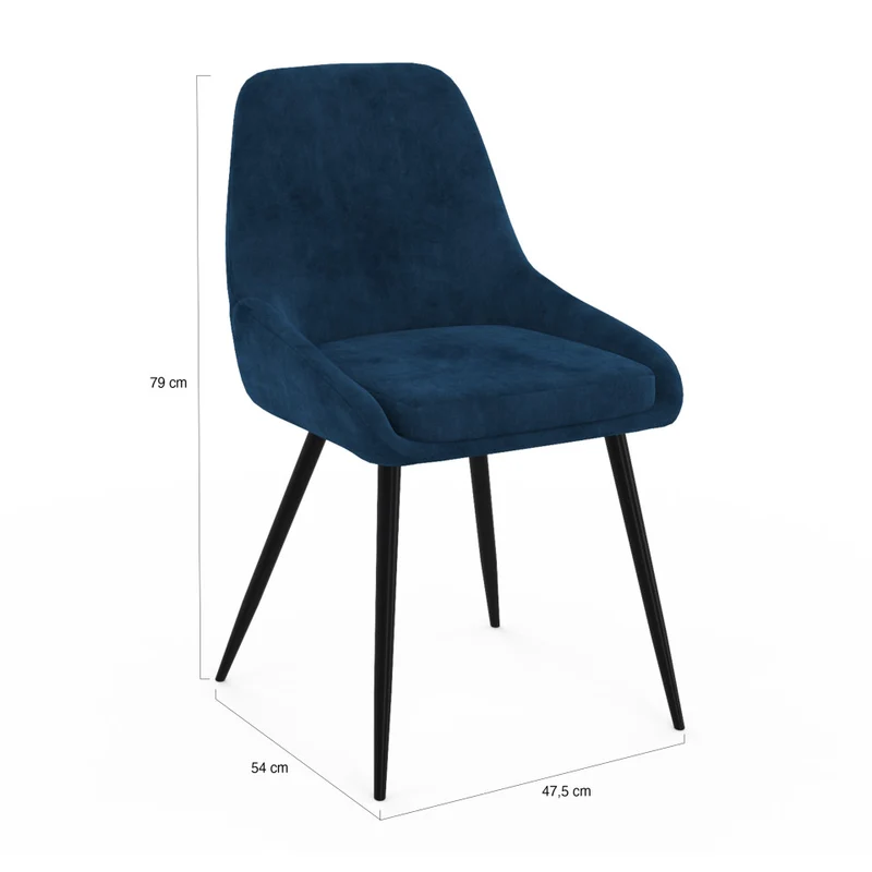Chaises Olivia assise mix de couleurs : 1x bleu, 1x gris clair, 1x gris foncé et 1x jaune - lot de 4