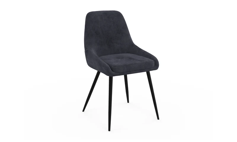Chaises Olivia assise gris foncé pieds métal - lot de 2