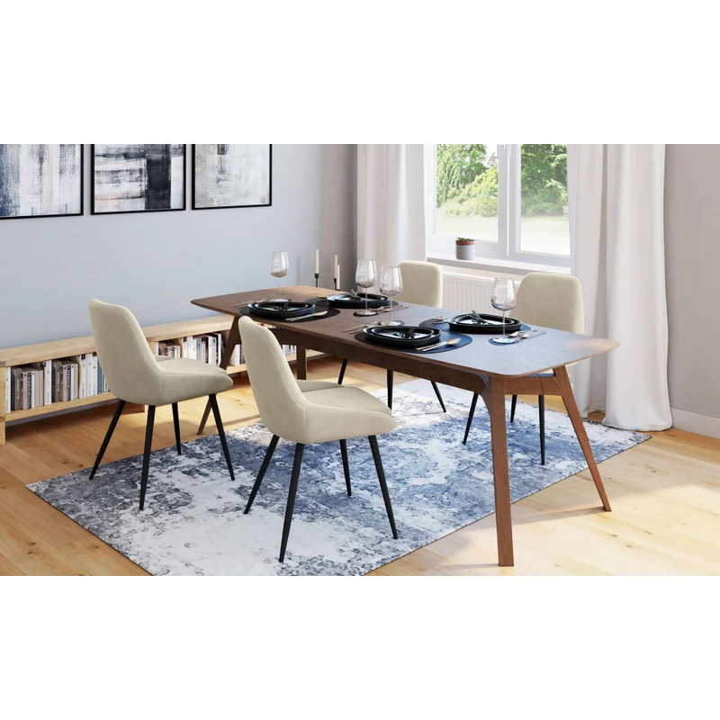 Chaises Olivia assise crème pieds métal - lot de 4