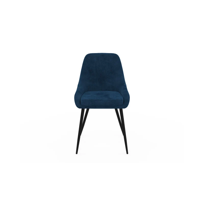 Chaises Olivia assise bleu pieds métal - lot de 2