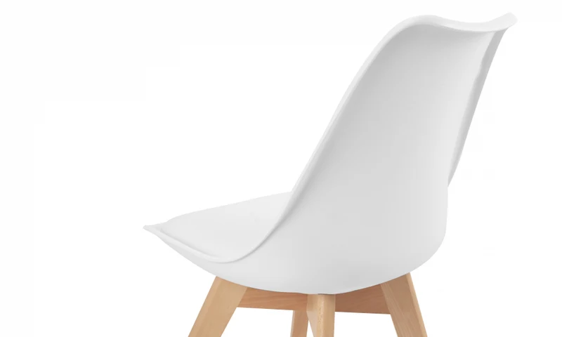 Chaises Nordia assise blanche et pieds bois - lot de 6