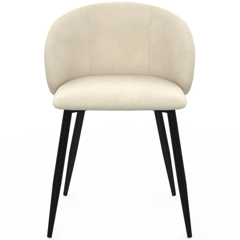 Chaises Léona velours crème pieds métal noirs - lot de 6
