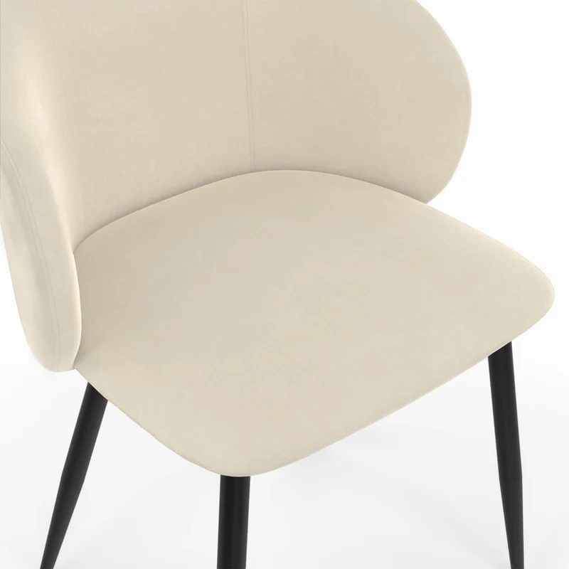 Chaises Léona velours crème pieds métal noirs - lot de 6