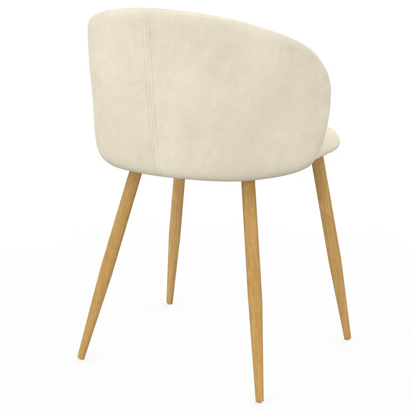 Chaises Léona velours crème et pieds métal bois - lot de 2