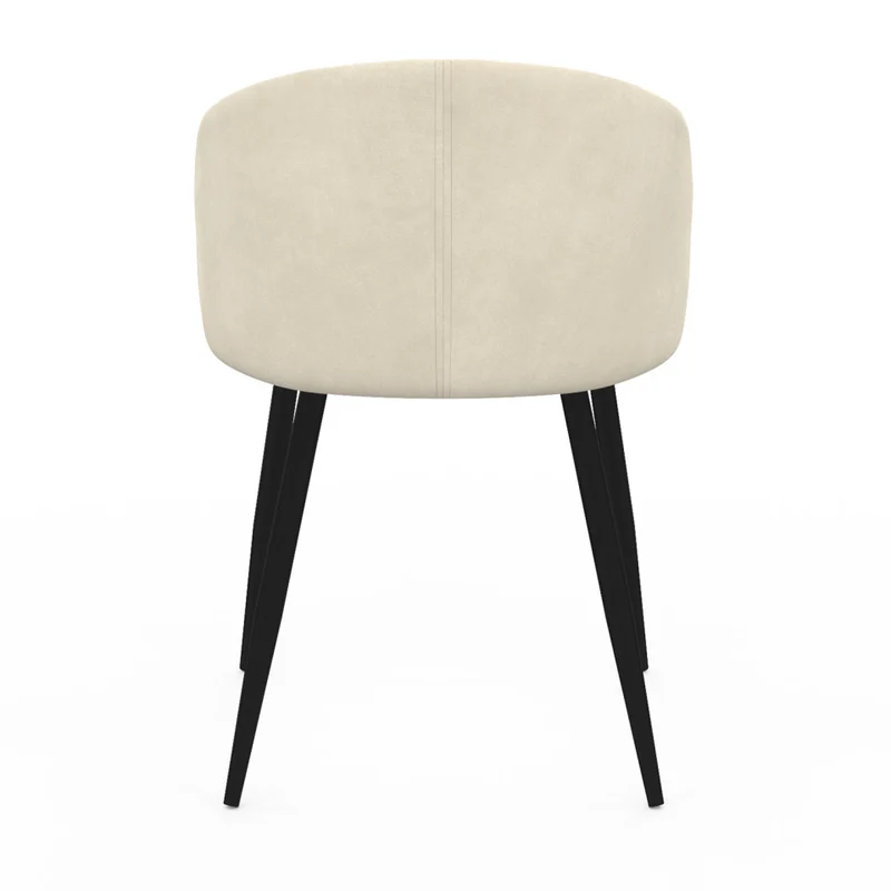 Chaises Léona en velours crème et pieds métal noirs - lot de 2