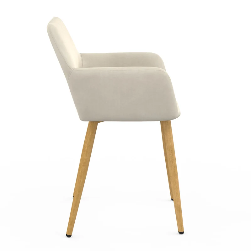 Chaises Heidi velours beige pieds bois - lot de 2
