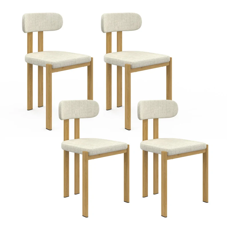 Chaises Elsa en tissu beige et pieds métal - lot de 4