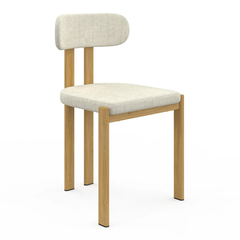 Chaises Elsa en tissu beige et pieds métal - lot de 4