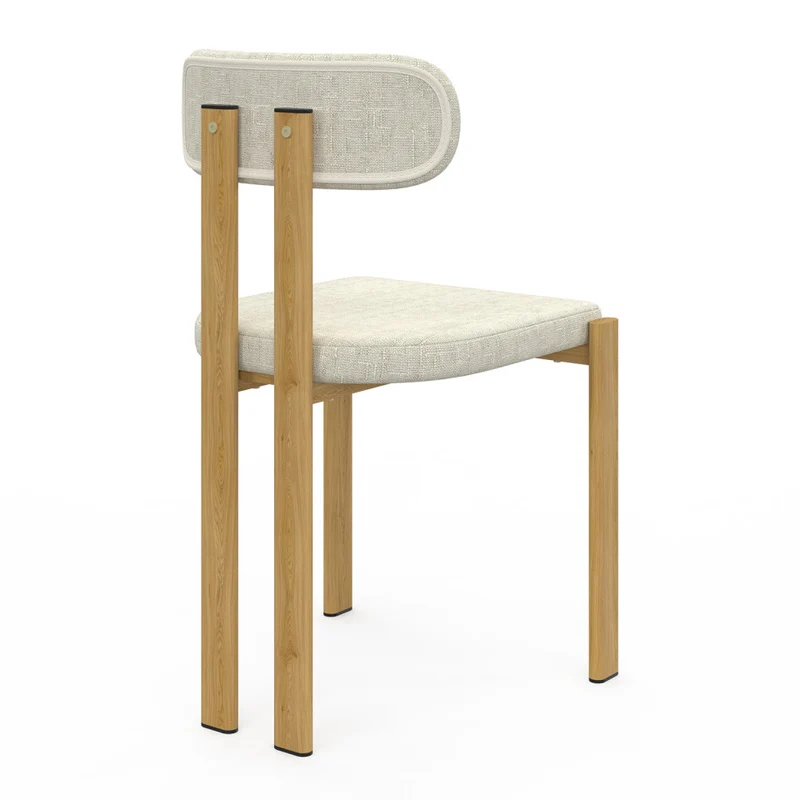 Chaises Elsa en tissu beige et pieds métal - lot de 2
