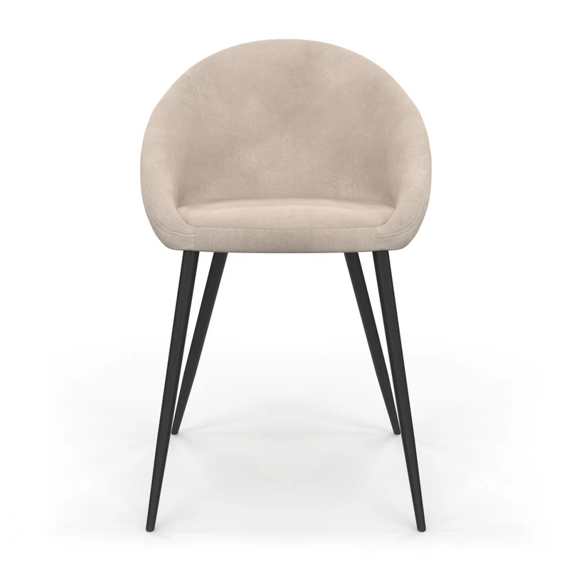 Chaises Dory en velours taupe et pieds métal noirs - lot de 4