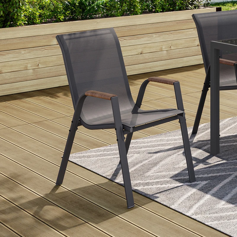 Chaises de jardin Ozéa en textilène et rotin - lot de 4
