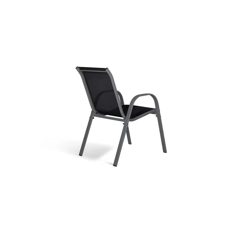 Chaises de jardin empilables en textilène mix de couleurs (gris, gris clair, bleu canard, noir) - lot de 4