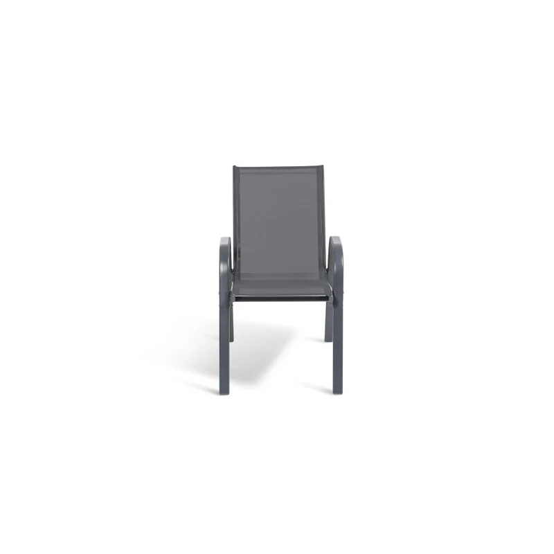 Chaises de jardin empilables en textilène mix de couleurs (gris, gris clair, bleu canard, noir) - lot de 4