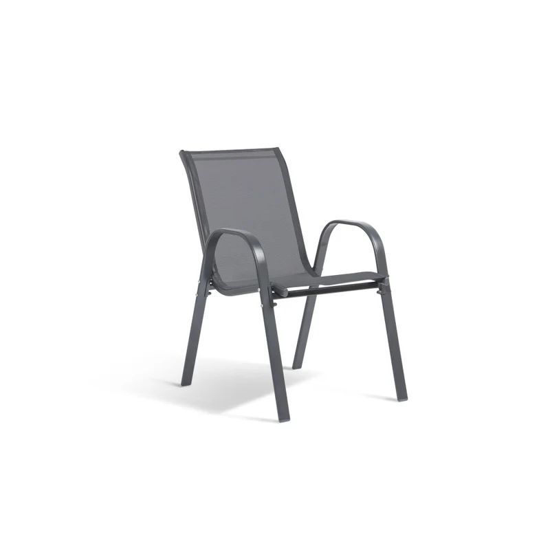 Chaises de jardin empilables en textilène gris anthracite - lot de 6
