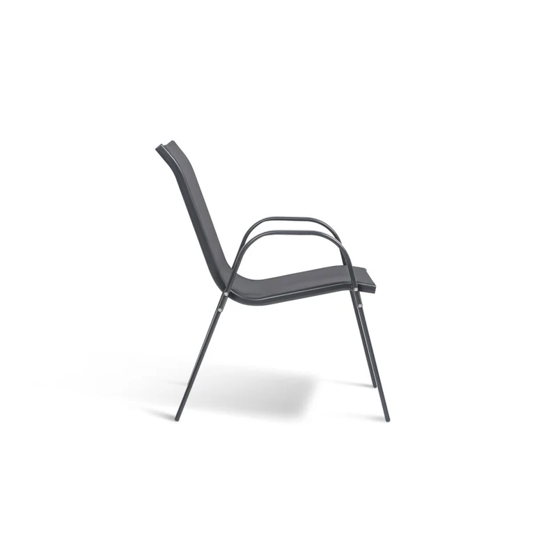 Chaises de jardin empilables en textilène gris anthracite - lot de 6
