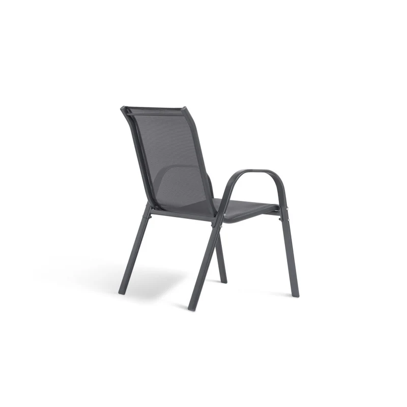 Chaises de jardin empilables en textilène gris anthracite - lot de 6