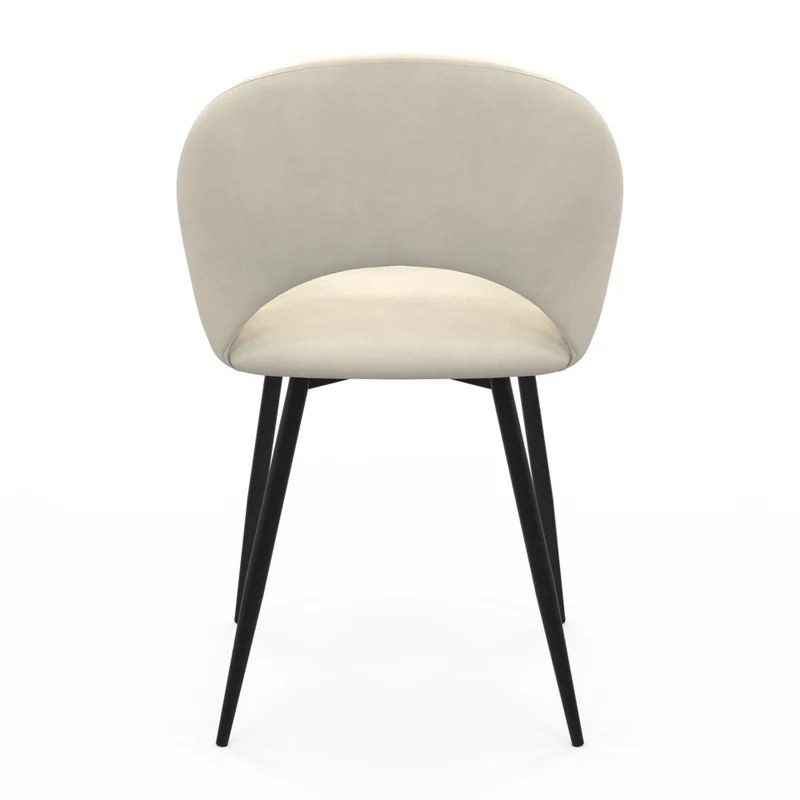 Chaises avec accoudoirs Rebecca en velours crème et pieds métal - lot de 2