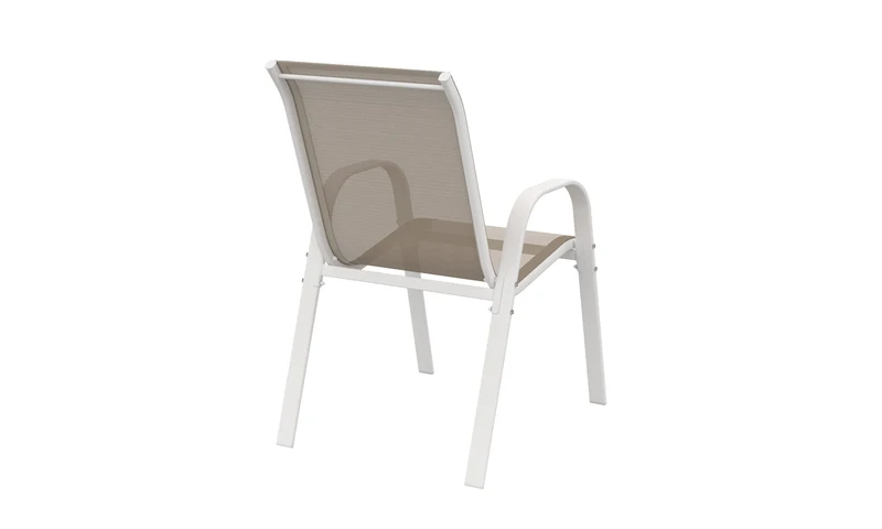 Chaises de jardin empilables en textilène blanches et beiges - lot de 4