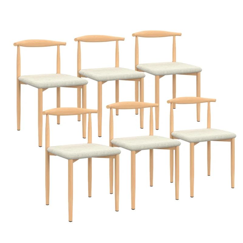 Chaises Adam assise beige et dossier effet bois - lot de 6