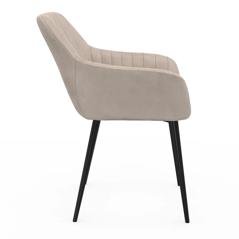 Chaises avec accoudoirs Ariana en velours taupe et pieds métal - lot de 2