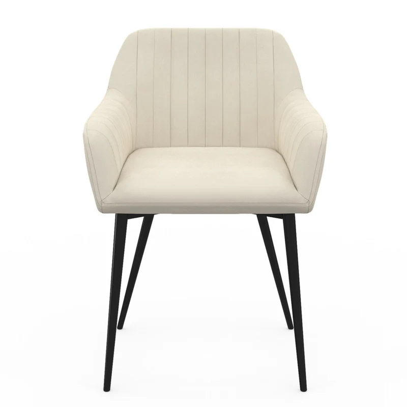 Chaises avec accoudoirs Ariana en velours crème et pieds métal - lot de 2
