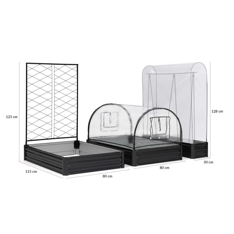 Carrés et serres de potager kit complet en métal