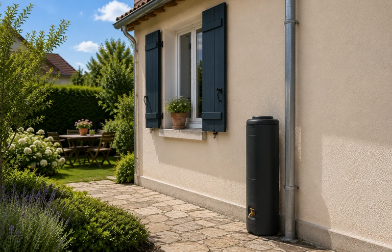 Réservoir d'eau de pluie noir avec accessoires - 100 litres