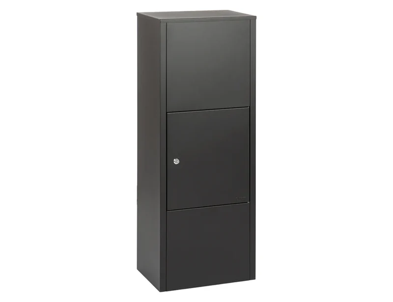 Boîte aux lettres pour colis debout Dortmund noire mat - Serrure cylindrique avec 2 clés