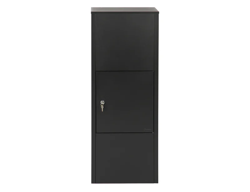 Boîte aux lettres pour colis debout Dortmund noire mat - Serrure cylindrique avec 2 clés