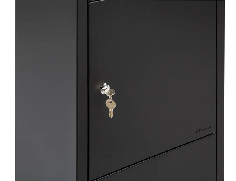 Boîte aux lettres pour colis debout Dortmund noire mat - Serrure cylindrique avec 2 clés