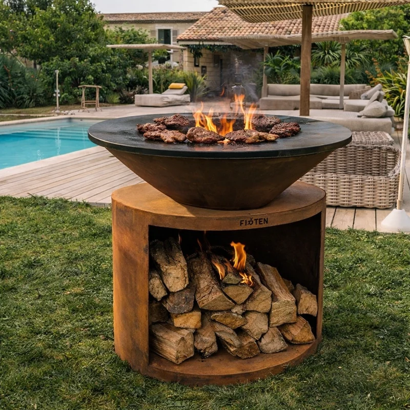 Brasero plancha Ellipse 120 corten plaque inox