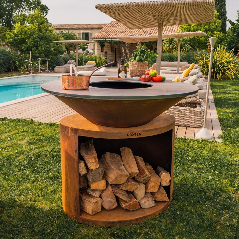 Brasero plancha Ellipse 120 corten plaque inox