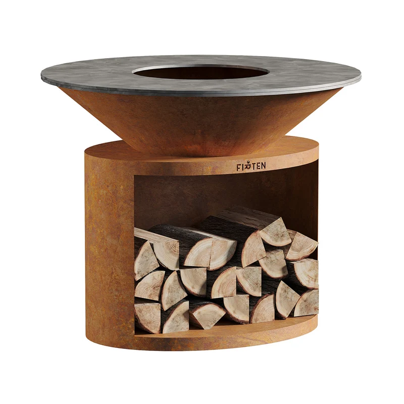Brasero plancha Ellipse 120 corten plaque inox