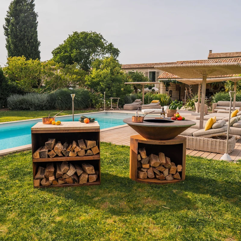 Brasero plancha Ellipse 120 corten plaque inox