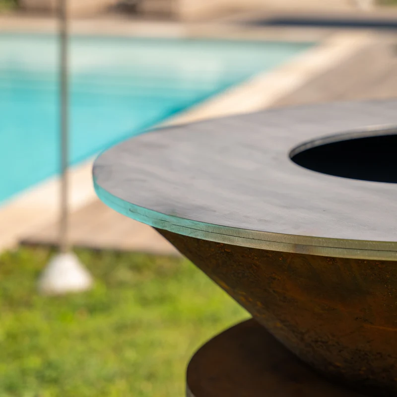 Brasero plancha Ellipse 120 corten plaque inox