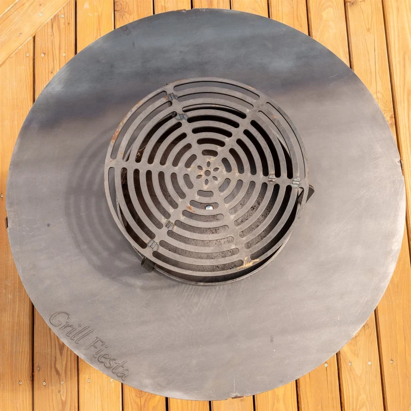 Brasero haut acier corten avec plaque et grille amovible inox barbecue plancha extérieur Ø 100 cm