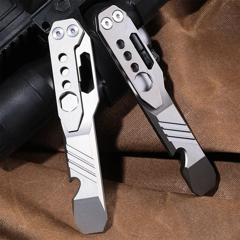Outil multifonctionnel de survie EDC TC4 en alliage de titane pied-de-biche ouvre-bouteille clé porte-clés pour vis M3 M4 M5 M6