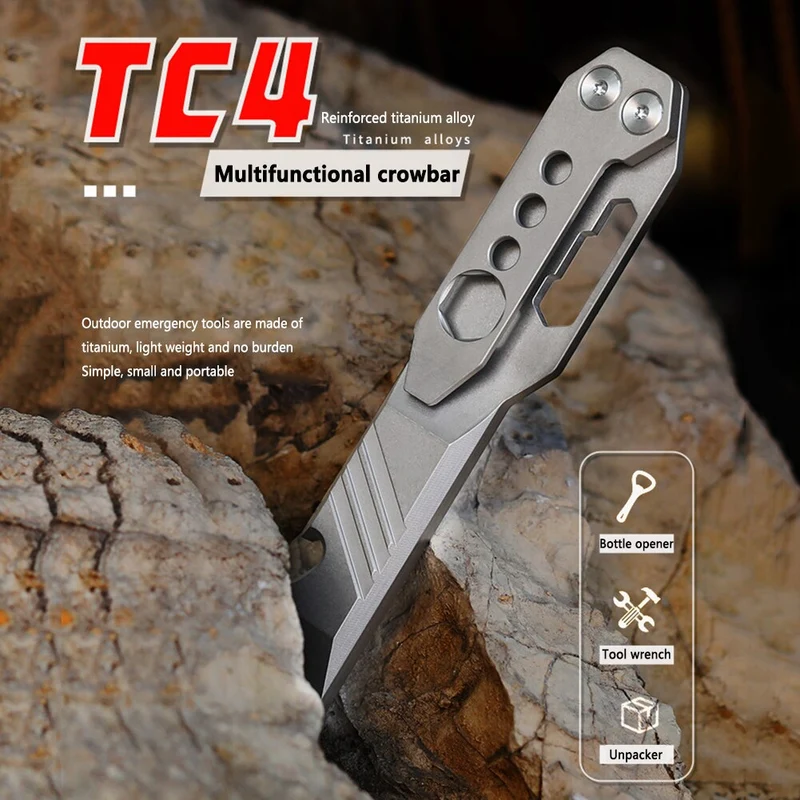 Outil multifonctionnel de survie EDC TC4 en alliage de titane pied-de-biche ouvre-bouteille clé porte-clés pour vis M3 M4 M5 M6