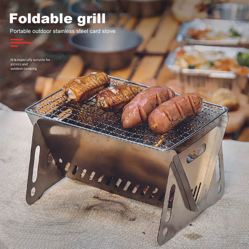 Portable Pliant Mini Barbecue Four En Acier Inoxydable Barbecue Grill. Ménage Pique-Nique Camping Barbecue Outils Amovible Charcoal Grill