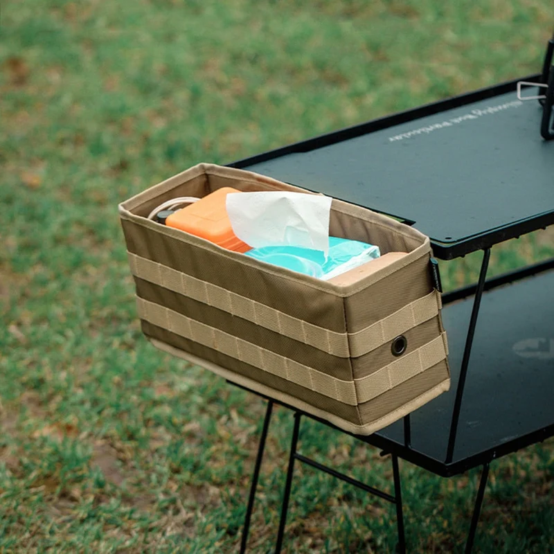 Table de camping côté sac de rangement multifonctionnel pliant toile fer avec crochet extérieur pique-nique bureau ustensiles de cuisine lampes sac suspendu Camp