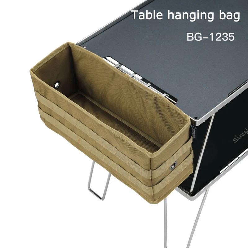 Table de camping côté sac de rangement multifonctionnel pliant toile fer avec crochet extérieur pique-nique bureau ustensiles de cuisine lampes sac suspendu Camp