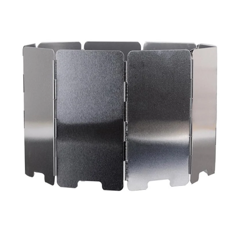 9 assiettes pliable poêle pare-brise Camping en plein air cuisson BBQ cuisinière à gaz en alliage d'aluminium pare-vent bouclier équipement de Camping
